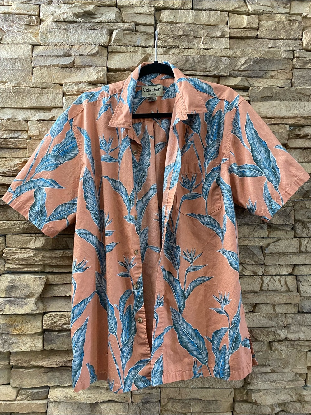 Cooke Street Tropical Floral Button Down Shirt Cotton Hawaiian Relaxed Size L